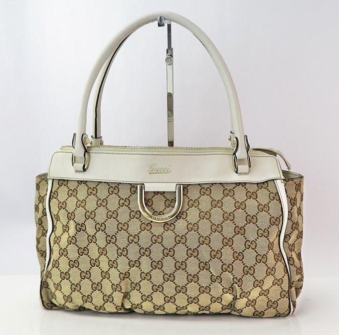 GUCCI Brown GG Canvas Leather Abbey Tote Bag #59687 - Image 2