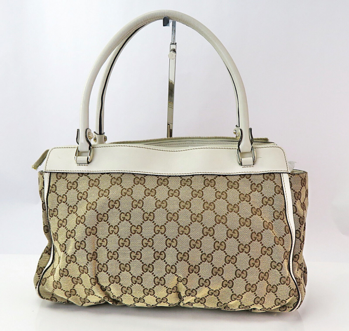 GUCCI Brown GG Canvas Leather Abbey Tote Bag #59687 - Image 3