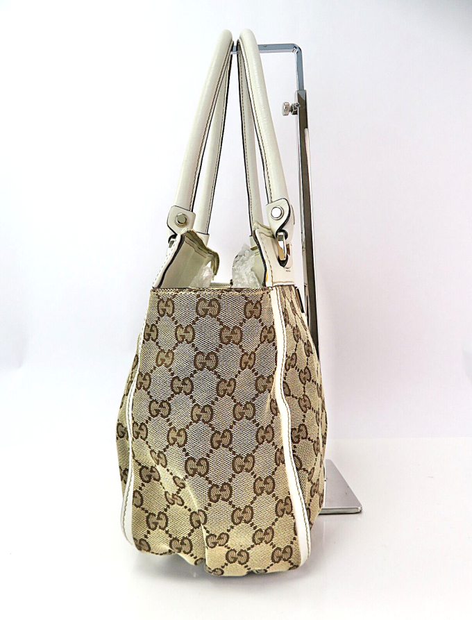 GUCCI Brown GG Canvas Leather Abbey Tote Bag #59687 - Image 4