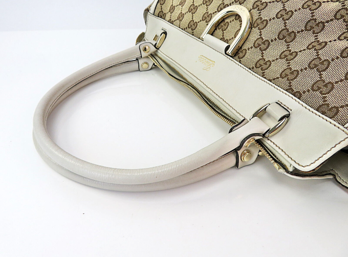 GUCCI Brown GG Canvas Leather Abbey Tote Bag #59687 - Image 9