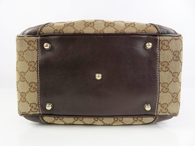 GUCCI Brown GG Canvas Leather Tote Bag Purse - Image 6