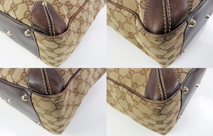 GUCCI Brown GG Canvas Leather Tote Bag Purse - Image 7