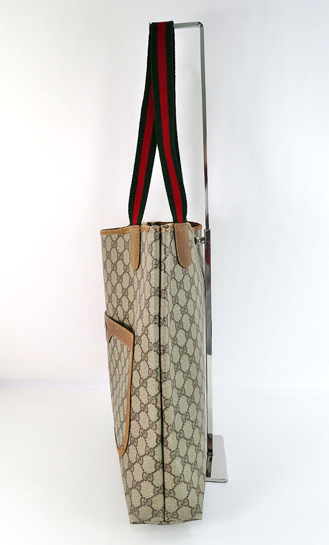 GUCCI Brown GG PVC Canvas Sherry Line Vertical Tote Bag #59571 - Image 5