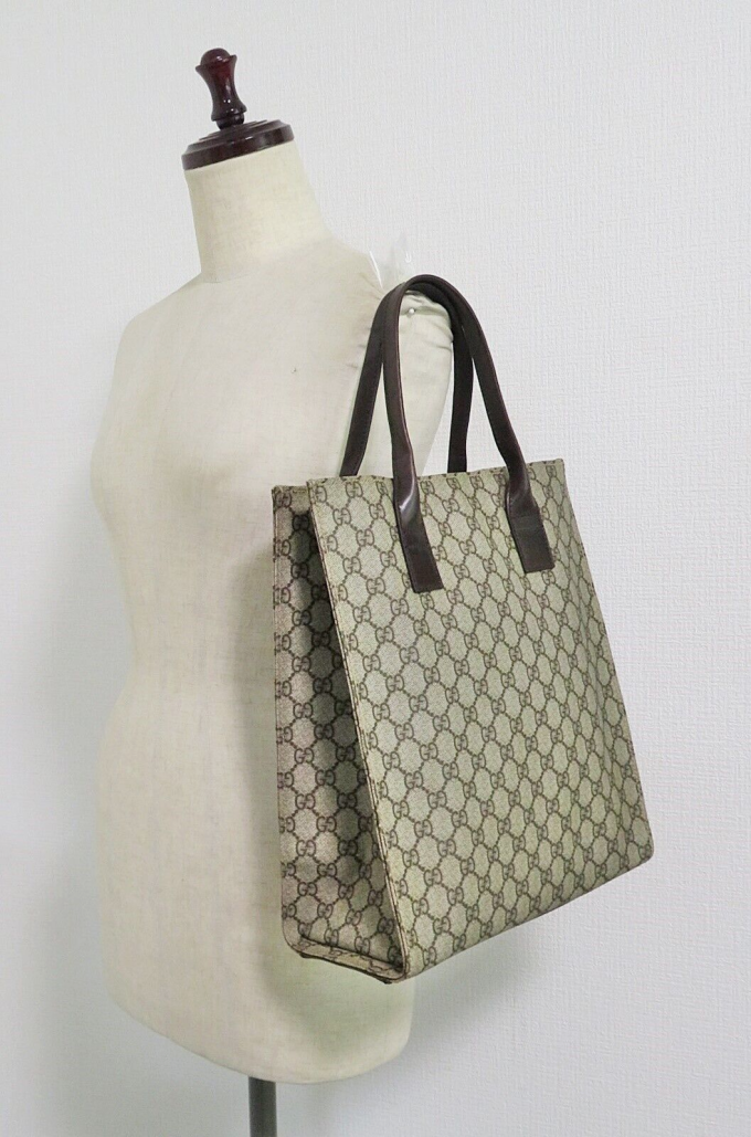 GUCCI Brown GG PVC Canvas Supreme Vertical Tote Bag - #59623 - Image 9