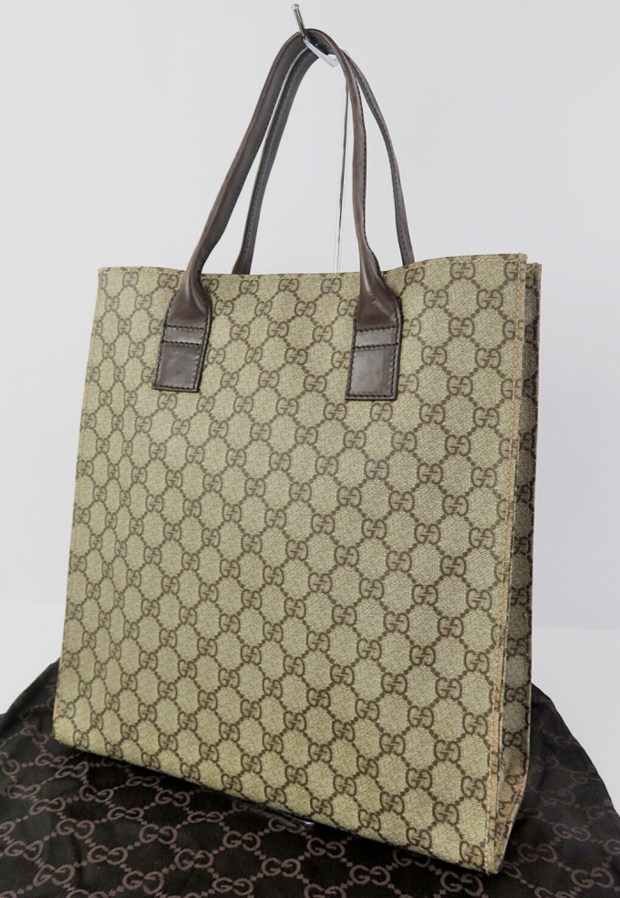 GUCCI Brown GG PVC Canvas Supreme Vertical Tote Bag - #59623