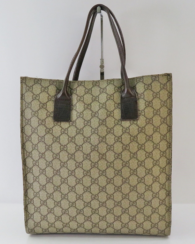 GUCCI Brown GG PVC Canvas Tote Bag Purse #58991 - Image 2