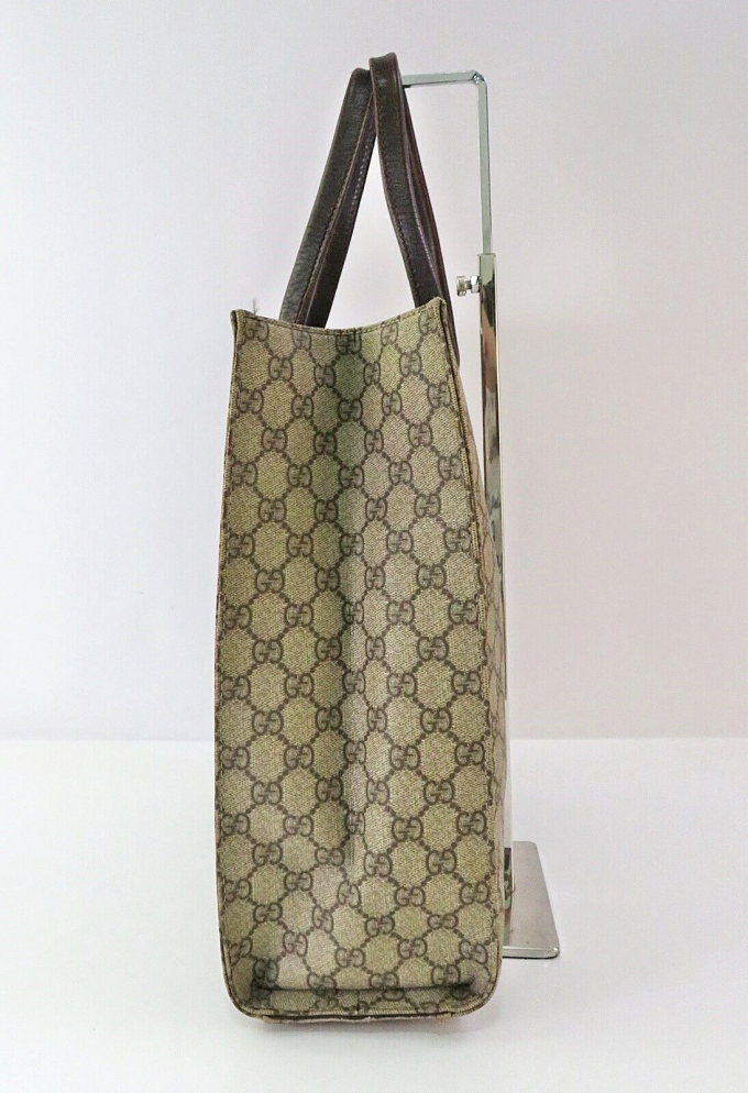 GUCCI Brown GG PVC Canvas Tote Bag Purse #58991 - Image 4