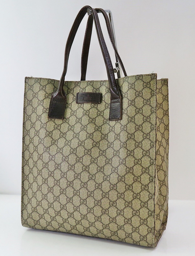 GUCCI Brown GG PVC Canvas Tote Bag Purse #58991