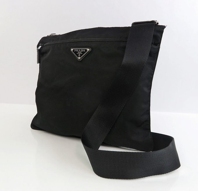 PRADA Black Nylon Shoulder Crossbody Bag Purse - #59480