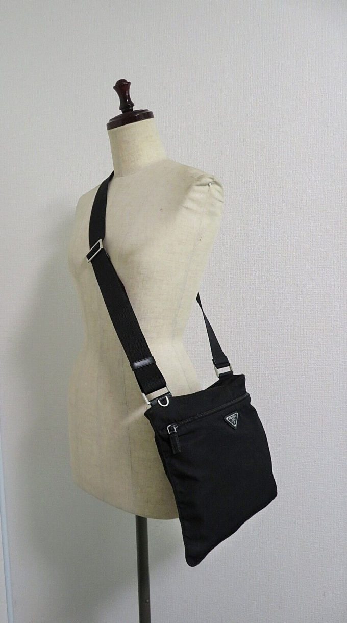 PRADA Black Nylon Shoulder Crossbody Bag Purse - #59480 - Image 10